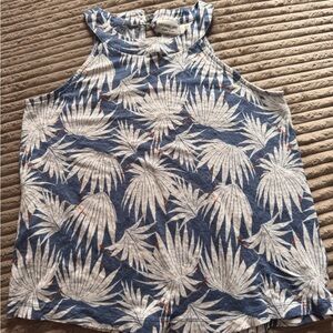 Rachel Zoe Blue and White Palm Print Tank Top